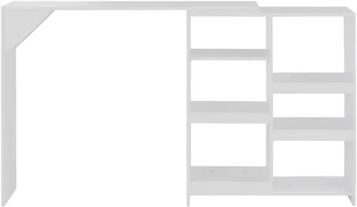 Vista 3 de White Bar Table with Adjustable Shelf 54.3"x15.4"x43.3" Counter Height Space Saving Modern Design for Kitchen Dining Room Small Spaces