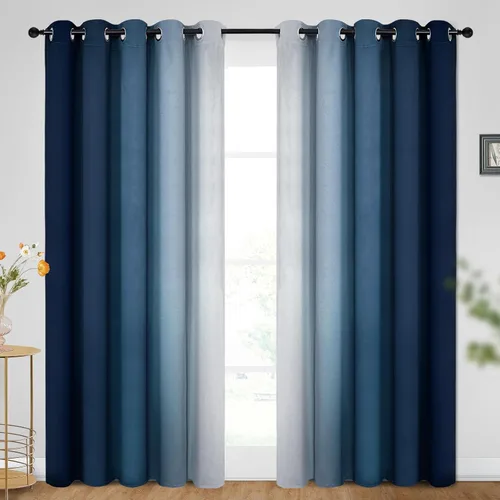 Vista 167 de SimpleHome Cortinas degradadas degradadas para oscurecer la habitación de 36 pulgadas de largo para dormitorio, con ojales y bloqueo de luz Negro