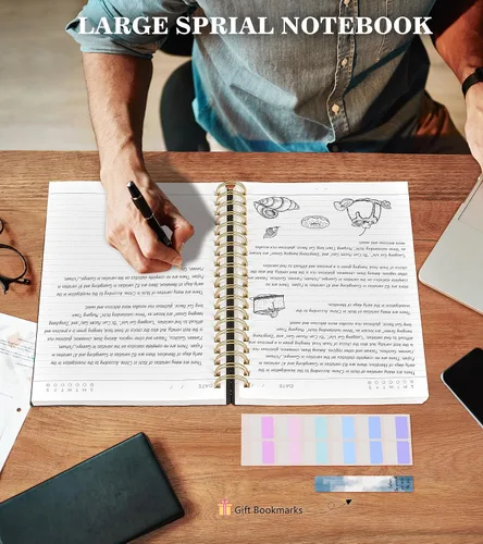 Vista 7 de MUAHLIUB Cuaderno de espiral rayado universitario de 8.5'' x 11'', 360 páginas rayadas gruesas para mujeres y hombres, cuaderno de espiral grande A4