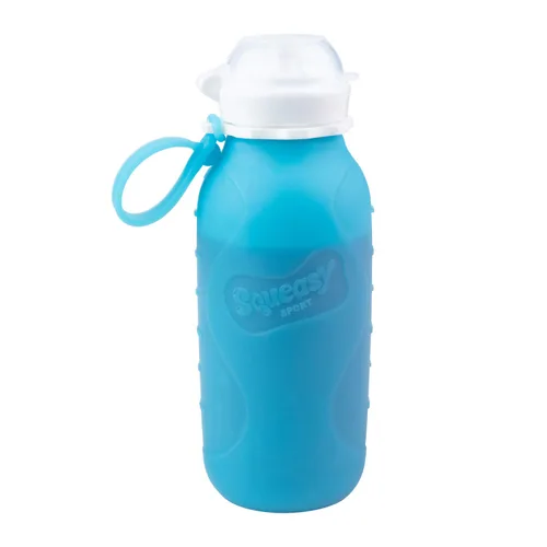 Vista 18 de Aqua 3.5 oz Squeasy Snacker - Bolsa de comida reutilizable de silicona a prueba de derrames - para alimentos blandos y líquidos - Agua, salsa
