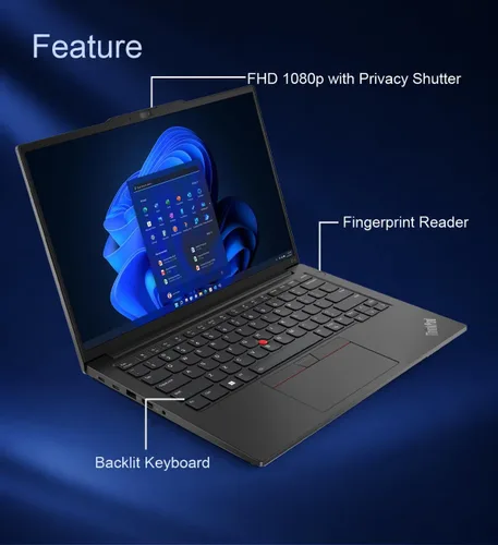 Vista 4 de Laptop Lenovo ThinkPad E14, Intel Core i5-1335U, 16 GB de RAM, SSD de 512 GB 14" FHD+ Touchscreen, > i7-1255U, Fingerprint Reader, 1080p Webcam