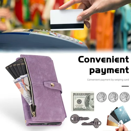 Vista 2 de Funda tipo cartera cruzada para Samsung Galaxy S10 con ranuras para tarjetas de piel sintética, función atril, cierre magnético, con cierre