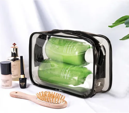 Vista 6 de Bolsas de cosméticos transparentes para mujeres y hombres, bolsas de aseo impermeables, bolsas de maquillaje de PVC, estuche organizador