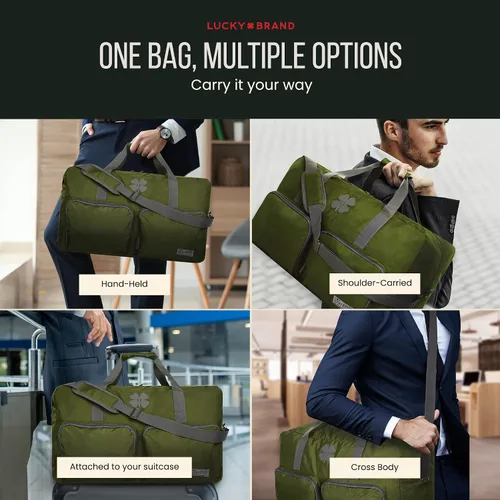 Vista 5 de Lucky Travel - Bolsa de lona de 65 L, bolsa de gimnasio y bolsa de lona para hombres, bolsa plegable para mujeres y hombres con correa de hombro