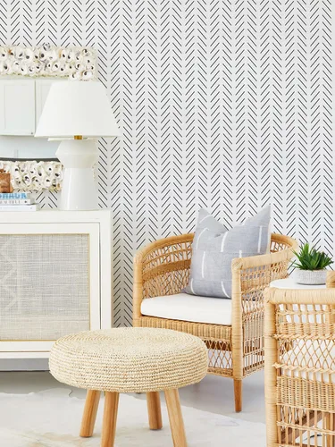 Vista 9 de Orainege - Papel de colgadura adhesivo negro y blanco con diseño de espina de pescado, papel de contacto para baño, 17.7 x 78.7 pulgadas, papel