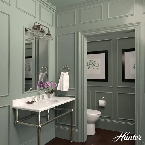 Vista 3 de Hunter - Cypress Grove 3 luces Onyx Bengal, luz de tocador de tamaño mediano, regulable, estilo de transición, para dormitorios, cocinas