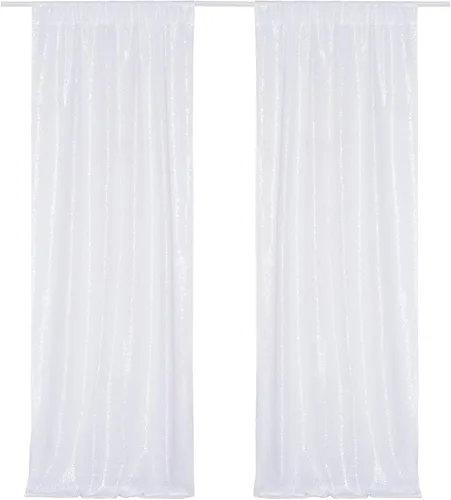 Vista 40 de Poise3EHome - Cortinas de lentejuelas con purpurina champagne, 2 piezas de 2 x 8 pies, paneles de purpurina para fiesta de Halloween, fiesta