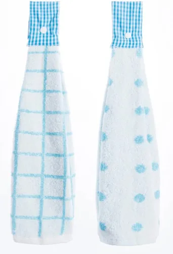 Vista 8 de 2 toallas de algodón de cocina clásica/toalla absorbente/toallas colgantes/toalla de mano, rayas azules