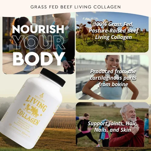 Vista 3 de Ancestral Supplements - Cápsulas de colágeno de carne de res alimentada con hierba, 180