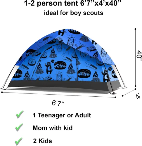 Vista 2 de KidzAdventure - Tienda de campaña 2 en 1 para niños, tienda de campaña para niños, tienda de campaña para niños de 1 a 2 personas, tienda de campaña