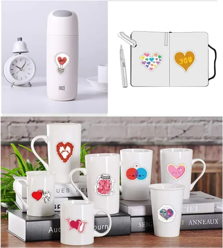 Vista 5 de Calcomanías de amor de vinilo, paquete de 50 calcomanías de amor para el día de San Valentín y calcomanías para laptop, automóvil, equipaje, botella