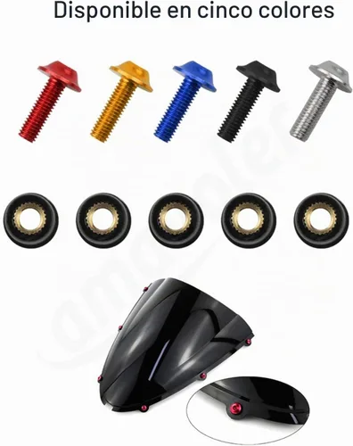 Vista 4 de Kit de tornillos de 10 tornillos para parabrisas de motocicleta, tornillos universales CNC para parabrisas de motocicleta, funciona en parabrisas