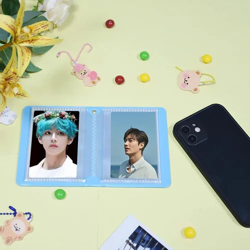 Vista 6 de Carpeta Kpop de 3 pulgadas, mini álbum de fotos, carpeta de tarjetas fotográficas Kpop, soporte cuadrado hueco para tarjetas de fotos, álbum Kpop 40