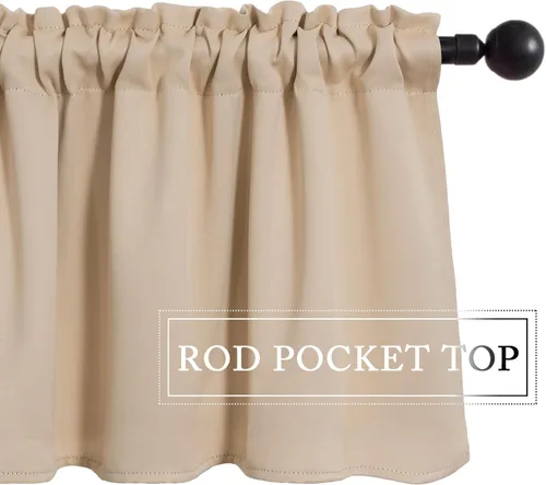 Vista 3 de MIULEE Cenefa opaca con bolsillo para cortinero, con aislamiento térmico, cortina corta para ventana pequeña y dormitorio, 42 x 18 pulgadas, 1 Beige