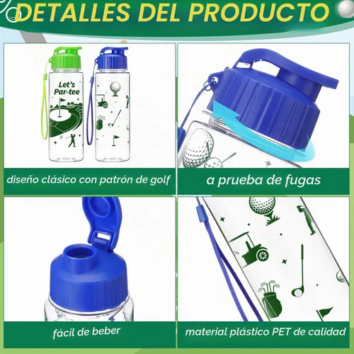 Vista 3 de 20 botellas de agua de plástico a granel para fiestas de golf Vasos deportivos de plástico reutilizables de 17 onzas con tapa abatible a prueba