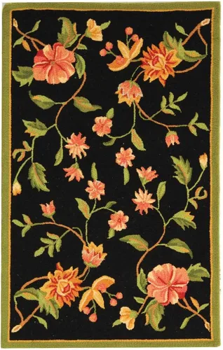 Vista 27 de SAFAVIEH Chelsea Collection - Alfombra decorativa de 1 pies 8 pulgadas x 2 pies 6 pulgadas, color negro, lana de campo francesa enganchada a mano