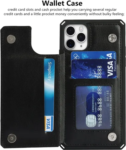 Vista 5 de iCoverCase Funda compatible con iPhone 11 Pro de 5.8 pulgadas con tarjetero para mujer, con bloqueo RFID en relieve, de piel sintética, con correa
