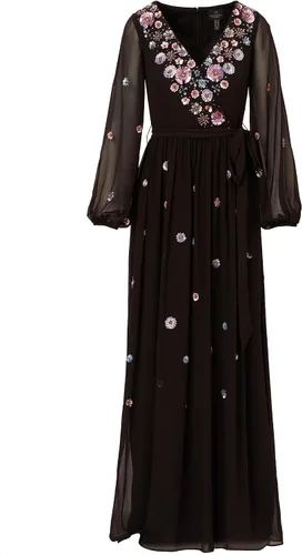 Vista 5 de Adrianna Papell Vestido de manga larga con cuentas para mujer