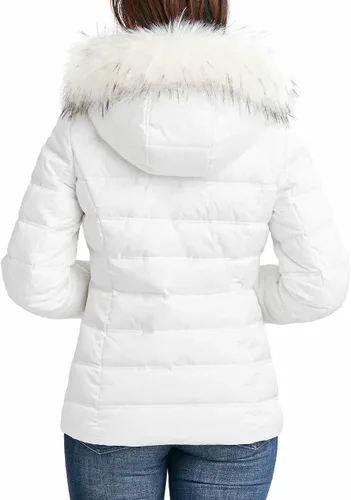 Vista 4 de Nautica Chaqueta acolchada de peso medio con capucha y ribete de piel sintética para mujer