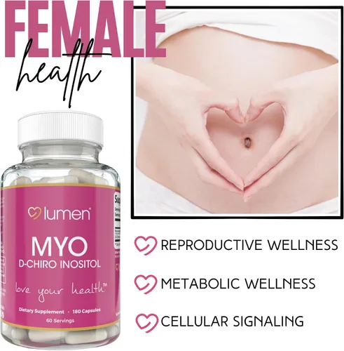 Vista 3 de Lumen Naturals Myo & D-Chiro Inositol Apoyo para Mujeres – Vitamina B8 – 1500 mg por porción – 180 cápsulas – 60 porciones – Sin OMG, sin gluten