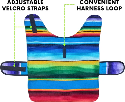 Vista 2 de Poncho de perro hecho a mano de Authentic Mexican Blanket; ropa para perros, suéter, abrigo, XXS