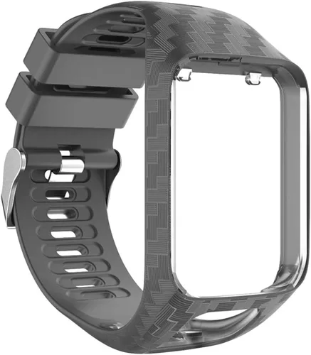 Vista 5 de Hemobllo - Correa de reloj inteligente con marco de silicona ajustable para reloj Tomtom 2/3, color gris