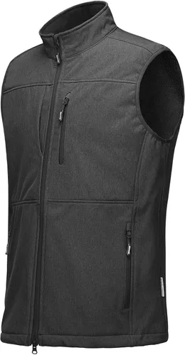 Vista 7 de Outdoor Ventures Chaleco de correr para hombre, ligero, resistente al viento, forro polar, softshell, sin mangas, para golf Verde militar