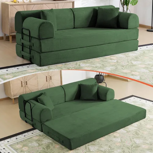 Vista 27 de Sofá cama de espuma viscoelástica de 79 pulgadas, futón convertible con reposacabezas alto, sofá sin hueso Negro