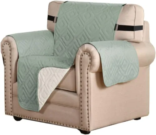 Vista 75 de H.VERSAILTEX Funda reversible para silla, protector de muebles antideslizante, resistente al agua, con correas elásticas de 2 pulgadas