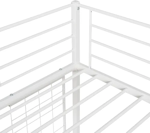 Vista 8 de Harper & Bright Designs Cama tipo loft individual con escritorio y rejilla de metal, marco de cama de metal con barandillas de longitud completa