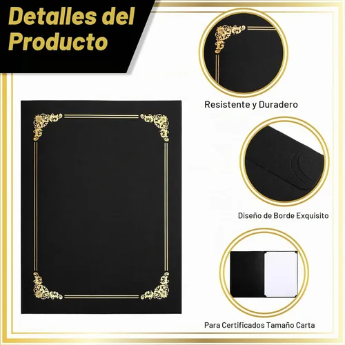 Vista 4 de Fainne - Paquete de 120 soportes para certificados a granel, cubiertas para Negro