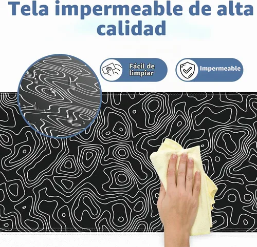 Vista 3 de Alfombrilla de mouse para juegos de mapa negro, alfombrilla de escritorio grande para teclado extendido, alfombrilla de mouse XL con base