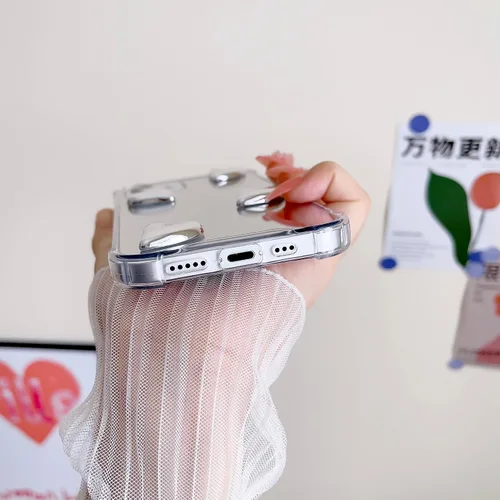 Vista 8 de Funda para iPhone 11, flexible, lindo corazón, silicona suave, transparente, espejo de maquillaje para mujeres y niñas, a prueba de golpes