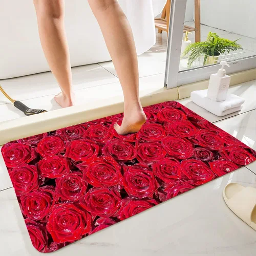Vista 7 de LYFANS Alfombras de baño de espuma de esponja absorbente suave para baño y cocina (30 x 18 pulgadas), tapete de franela antideslizante brillante
