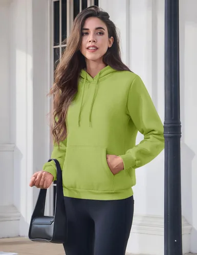 Vista 17 de MAGCOMSEN Sudaderas con capucha para mujer, con forro de sherpa, de vellón, para invierno, cálido, pesado, de algodón, con bolsillo