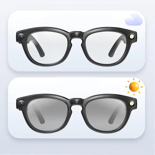 Vista 5 de PUSOKEI Lentes inteligentes con cámara, vidrio de traducción AI, gafas de cámara de grabación de video 4K con micrófono con cancelación de ruido