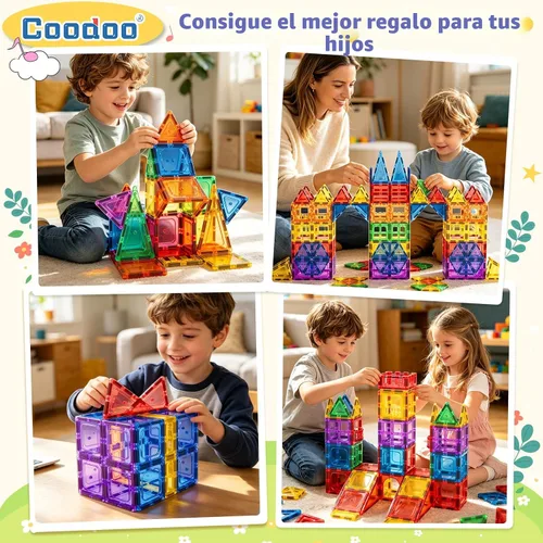 Vista 4 de Coodoo 60 PIEZAS Bloques Magnéticos de Construcción para Niños Juguetes STEM Bloques Magnéticos Juguetes Sensoriales Juegos para Niños Imán Juego