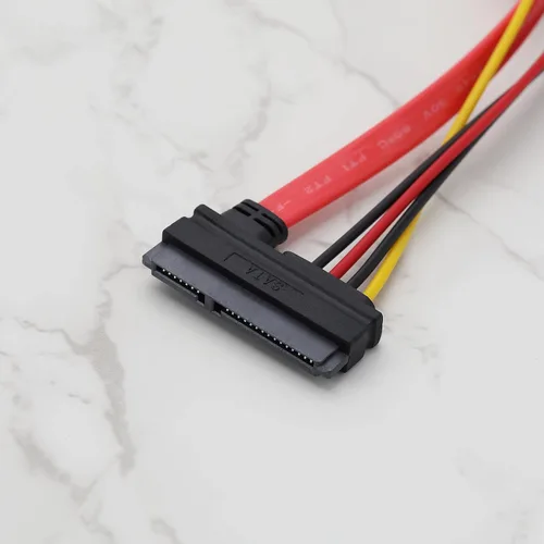 Vista 5 de Cable de alimentación de datos SATA 2 en 1, 22 pines (7+15) SATA macho a hembra de datos y alimentación Combo de cable de extensión Accesorios