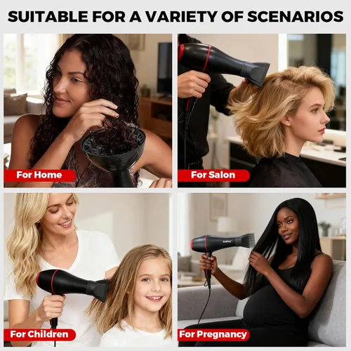 Vista 8 de Kit de Secador de Pelo Iónico de Temperatura Constante de 13 Piezas - Juego de Secador de Pelo Profesional Ligero, Bajo Ruido, 1800W para Mujeres