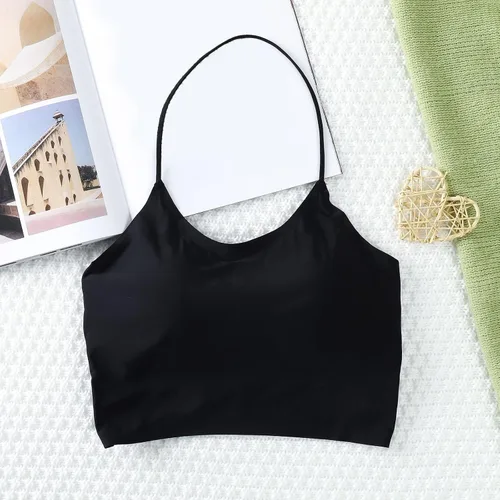 Vista 7 de Sujetador de mujer sin espalda Halter Crop Top acolchado sujetadores deportivos soporte ligero tiras sexy entrenamiento Tank Bras mujeres