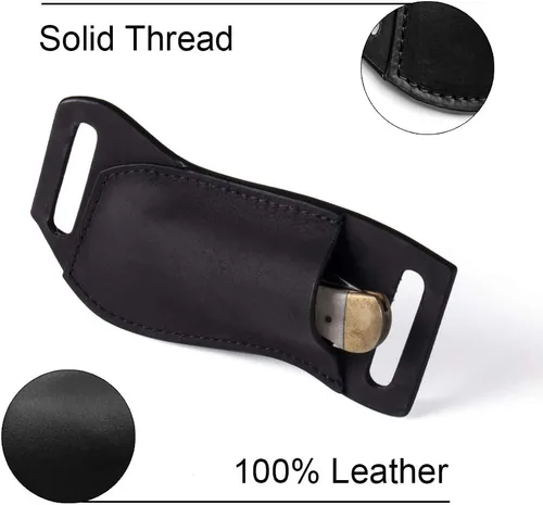 Vista 7 de Gentlestache Funda de cuero para cuchillo de bolsillo para cinturón, funda plegable para cuchillo, funda para cinturón EDC, color negro compacto