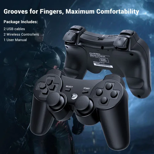 Vista 6 de OKHAHA Controller 2 Pack for PS3 Wireless Controller for Sony Playstation 3, Double Shock 3, Bluetooth, Rechargeable, Motion Sensor, Remote for PS3