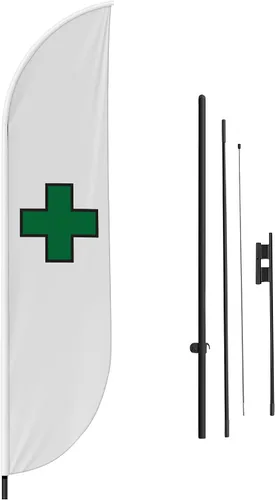 Vista 64 de DreamController - Bandera de plumas de alteraciones (11.5 pies x 2.5 pies) por DreamController para negocios al aire libre con poste adicional
