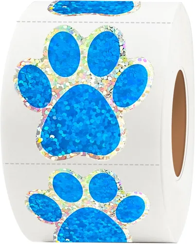Vista 13 de Calcomanías de Huellas de Patas de Oso, Calcomanías Redondas Transparentes de 1.5" con Línea de Perforación (500 PCS, Naranja)