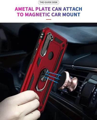 Vista 3 de YaHan Funda para Xiaomi Redmi Note 8, anillo giratorio de 360 grados, soporte híbrido, resistente, de doble capa, a prueba de golpes, con protector
