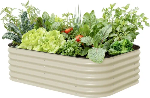 Vista 12 de Kits de cama de jardín elevada de Vego Garden Aluzinc, cama de plantación elevada de metal modular de 17" de alto, 6 en 1 para verduras, flores