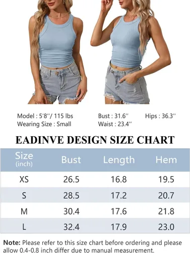 Vista 6 de Camiseta sin mangas con espalda cruzada para mujer, básica, cuello redondo, punto acanalado, ajustadatúnica