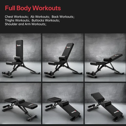Vista 8 de PASYOU Adjustable Weight Bench, 660LB Foldable Workout Bench for Home Gym, Incline Flat Bench Press for Full Body Workout, Dual-Frame Strength