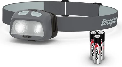 Vista 6 de Linterna frontal LED Energizer HDL30 púrpura multicolor, 400 lúmenes, resistente al agua IPX4, linterna ajustable con modo LED rojo y verde