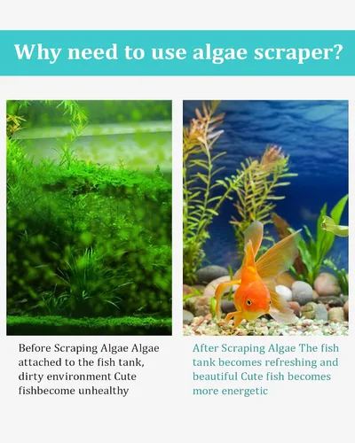 Vista 2 de Herramienta de limpieza de algas para acuarios de vidrio Including Algae Scraper, Sponge Pad, Fish Net, Cleaning Brush, Adjustable Length